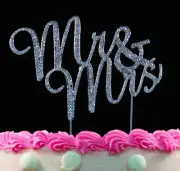 Mr & Mrs Sparkling Crystal Cake Toppers Bling Wedding Cake Toppers Silver/Gold
