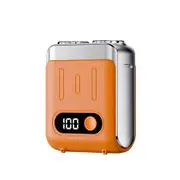 Mini Electric Shaver With Digital Screen USB Rechargeable Travel Trimmer Electric Beard Shaver Orange