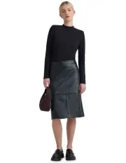 [Oxford] Nina Nappa Leather Skirt in Black