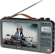 AM FM Shortwave Video Radio with Bluetooth, Rechargeable Pocket Digital Radio, Support USB/Micro SD Card, 5W Loud Speak and Headphone Jack