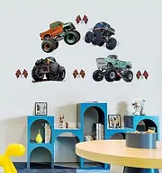 Monster Truck Wall Stickers, Truck Wall Decals for Boy’s Bedroom, Large Car Decor Wall Ceilings fo Nursery Man Cave Playroom Gameroom