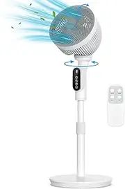 Smart Standing Fan, 40'' Quiet Pedestal Fans for Bedroom, 75°Omni-directional Oscillating Floor Fan With Remote, DC Motor Powerful Cooling Fans, 6 Speeds, 9H Timer for Home, Office, Indoor