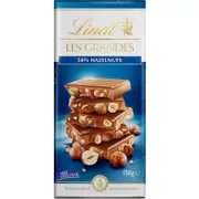 Lindt Les Grandes Milk Chocolate and Hazelnuts Block 150g