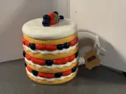 Hand Painted Strawberry Shortcake with Blueberries Dessert Ceramic Mug with Lid