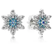 Authentic Pandora Silver Crystallised Snowflake Stud Earrings 290590NBLMX