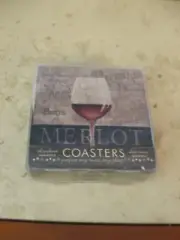 NWT BOX THIRSTYSTONE MERLOT WINE GLASS 4 PIECE SET CERAMIC BEVERAGE COASTER