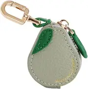 [DONGSUO] Leather Pear Coin Purse, Mini Key Chain Wallet with AirTag Holder, Green, Grey And Green, Fashion