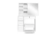Artiss Dressing Table Stool Mirror Jewellery Cabinet Makeup Storage Drawer White