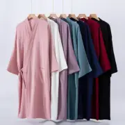 Women Soft Cotton Kimono Robe Dressing Gown Japanese Yukata Nightwear Bathrobe
