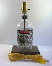 Espolon Blanco Tequila Liquor Bar Bottle TABLE LAMP Lounge Light w/Wood Base