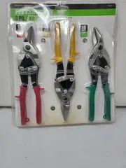 3pc Aviation Tin Snip Set: Left, Straight & Right Cut Snips! 10" Length