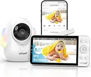 ieGeek 2.5K 2.4G/5Ghz WiFi Baby Monitor with Camera Night Vision, 5.5'' Screen＆App Control, Face Covering＆ Prone Sleeping Detection, PTZ, Cry＆Motion Detection, Auto-Tracking, Adjustable Night Light