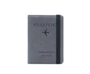 Faux Leather RFID Business Passport Air Ticket Bank ID Card Holder Cover Case-Grey