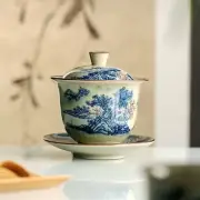 Landscape Ceramic Opening Gaiwan for Tea Tureen Teaware Cup Chinese Tea Bowls