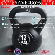 12kg Kettlebell Concrete Filled Kettle Bell Kit Gym Home Weight Fitness Exercise