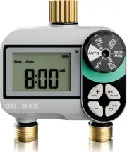 2 Zone Sprinkler Timer with Brass Inlet & Outlet, Programmable Water Timer for G
