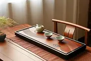 JIKUGO Bamboo Tea Tray Japanese Tea Set Tea Serving Tray Vintage Chinese Kungfu Tea Tray Gongfu Water Storage Table, Large