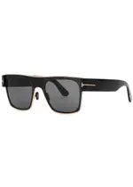 Tom Ford Edwin Square-frame Sunglasses, Sunglasses, Black, Square-frame, Metal Frame Trim, 100% UV Protection, Designer-engraved Lenses ONE SIZE