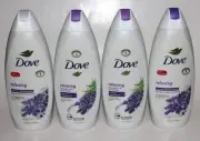LOT (4) DOVE RELAXING BODY WASH LAVENDER OIL & CHAMOMILE 22 US FL OZ BODYWASH