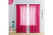 Pair of Hot Pink Sheer Curtain 140x213cm Rod Pocket Voile Curtains ( fuchsia )