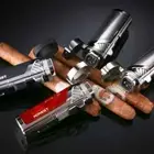 Cigarettes Lighter Gas Butane Refillable Windproof Quad Jet Flame Torch Lighter