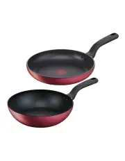 [Tefal] Delight Induction Non-Stick Twin Pack 28cm Frypan / 28cm Wok in Red
