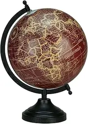Samyuktha Rotating Desk and Tabletop World Globe/Antique Globe/Gift Item/ 8 inches/Maroon Ribbon