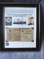 1927 pacific coast steamship ticket antique custom framed unique one of a kind