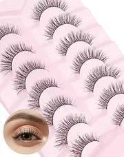Natural Mink Eyelashes - Wispy False Lashes for Cat Eye Look - KD05