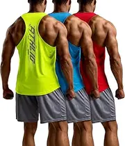 [ATHLIO] 3 Pack Men's Dry Fit Muscle Workout Tank Tops, Y-Back Bodybuilding Gym Shirts, Athletic Fitness Tank Top