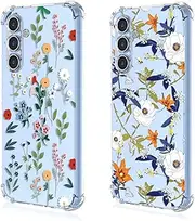 HAONANDE Pack of 2 Transparent Mobile Phone Cases for Samsung Galaxy S10E case, Transparent Aesthetic Flower Pattern case A46 + A95