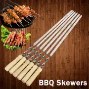 Stainless Steel Barbecue Skewers Long Handle 55cm Wooden Barbecue Handle Large F