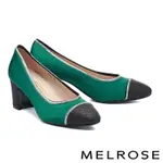 高跟鞋 MELROSE 時髦摩登水鑽異材質拼接高跟鞋－綠