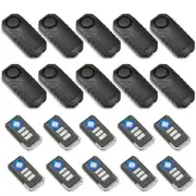 10 Wireless Anti-Theft Vibration Motorcycle Bike Alarm Loud 113dB with 10 Remote