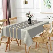 TTQYFNM 60x120inches Elegant Tablecloths Grey and Gold Lines Rectangle Table Cloth Waterproof Stain Resistant and Wrinkle Free Table Covers for Kitchen Dining Room Banquet Parties Indoor Outdoor Use