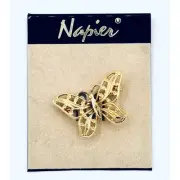 Napier Vintage Signed Gold Tone Filigree Two Layer Butterfly Brooch Pin EUC