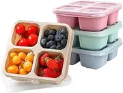 4 Pack Snack Containers, Reusable Bento Snack Box, 4 Compartments Meal Prep Lunch Containers for Kids Adults, Divided Food Storage Containers for School Work Travel