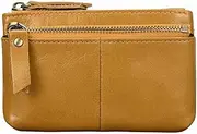 [Yurtziru] 1Pcs Men's Coin Purses & Pouches Leather Coin Pouch Coin Holder Pouch Mini Coin Purse Keychain Cash Card, khaki, Restore Ancient Ways