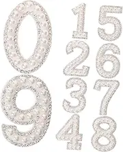 Veemoon 1Set Rhinestone Number Patches for DIY Clothing Decoration Non Woven Badges for Bags Hats Shoes and More Decorative Repair Patches