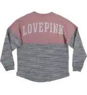 Vs Victorias Secret Pink Varsity Crew Sweater Jacket Top Damsel Pink XL