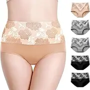 [HEJIGOOD] Women's Cotton Underwear High Waist Hipster Briefs Super Soft Comfort Full Panties for Ladies 5 Pack L-5XL