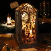 DIY Detective Famous Agency Book Nook Kit, 3D Wooden Bookshelf Miniature Model