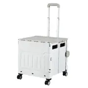 Emajin Shopping Trolley Cart 75L Foldable White Grocery Food 360 Degree Swivel