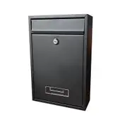 Wall Mount Mailbox, Locking Large Mailbox with Key Lock, Safe Key Drop Box, Steel Cash Drop Box for Home Office School, 22 x 8 x 32 cm , Black