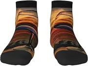 [JEJEA] Sunset Wine Glass print Men's Athletic Cushioned Crew Socks Crew Training Athletic Socks Men and Women for Sports
