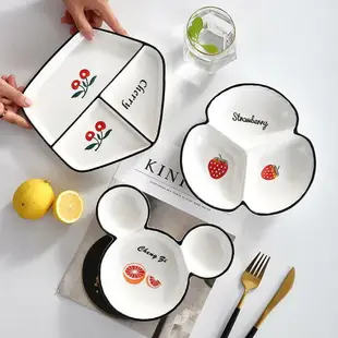 創意手繪兒童陶瓷分格盤家用盤子網紅寶寶分餐盤早餐盤減脂盤菜盤