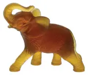 NEW DAUM CRYSTAL AMBER ELEPHANT FIGURINE #03917 BRAND NIB ADORABLE SAVE$$ F/SH