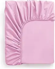 [BoNene] Queen Sheets Modern Simple Style Solid Solor Bed Sheet Fitted Sheet Elastic Band Fixed Antifouling Anti-Crease Portable Sheets Cover for Bed Queen Sheet Set (Color : Pink, Size : Spain)