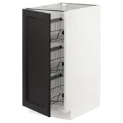 METOD base cabinet with wire baskets, white/Lerhyttan black stained, 40x60x80 cm