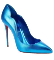CHRISTIAN LOUBOUTIN Hot Chick 100 Kid Laminato Metallic Alize Blue Pumps 37
